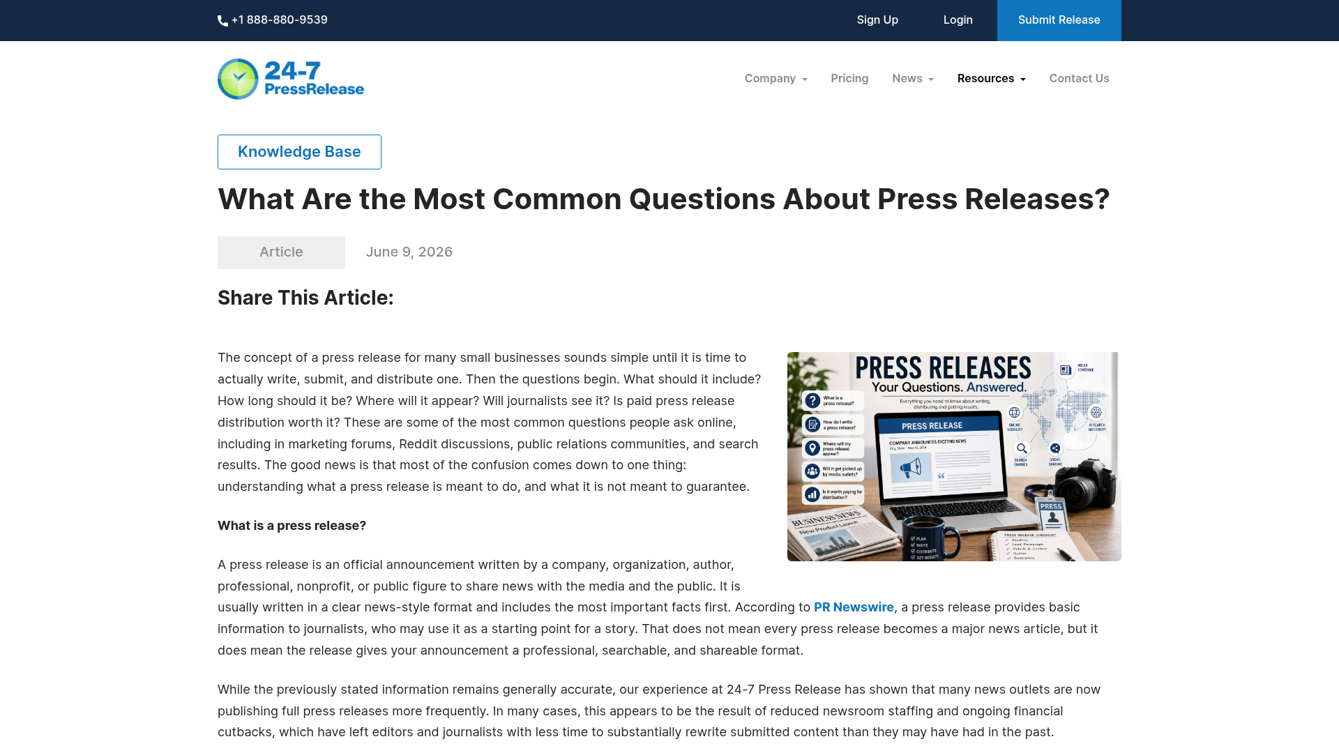 24-7 Press Release — What Are The Most Common Questions About Press R