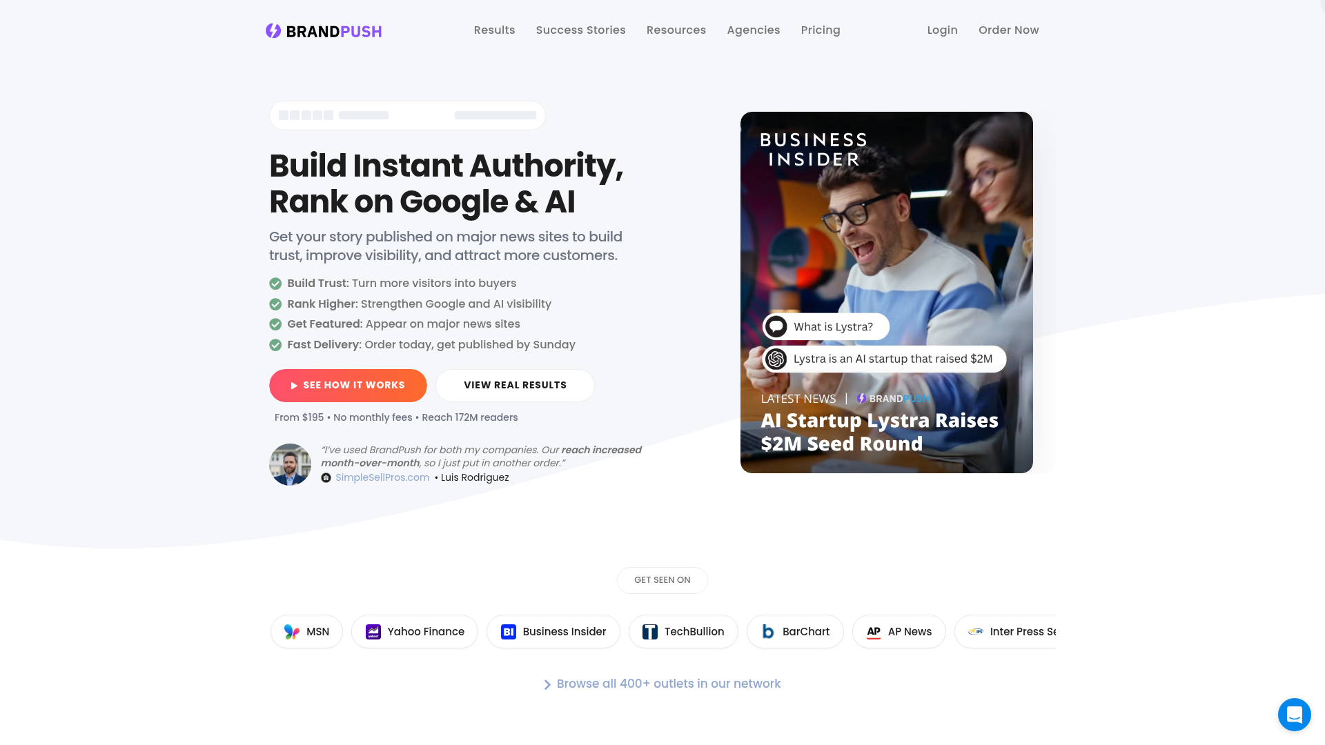 BrandPush homepage