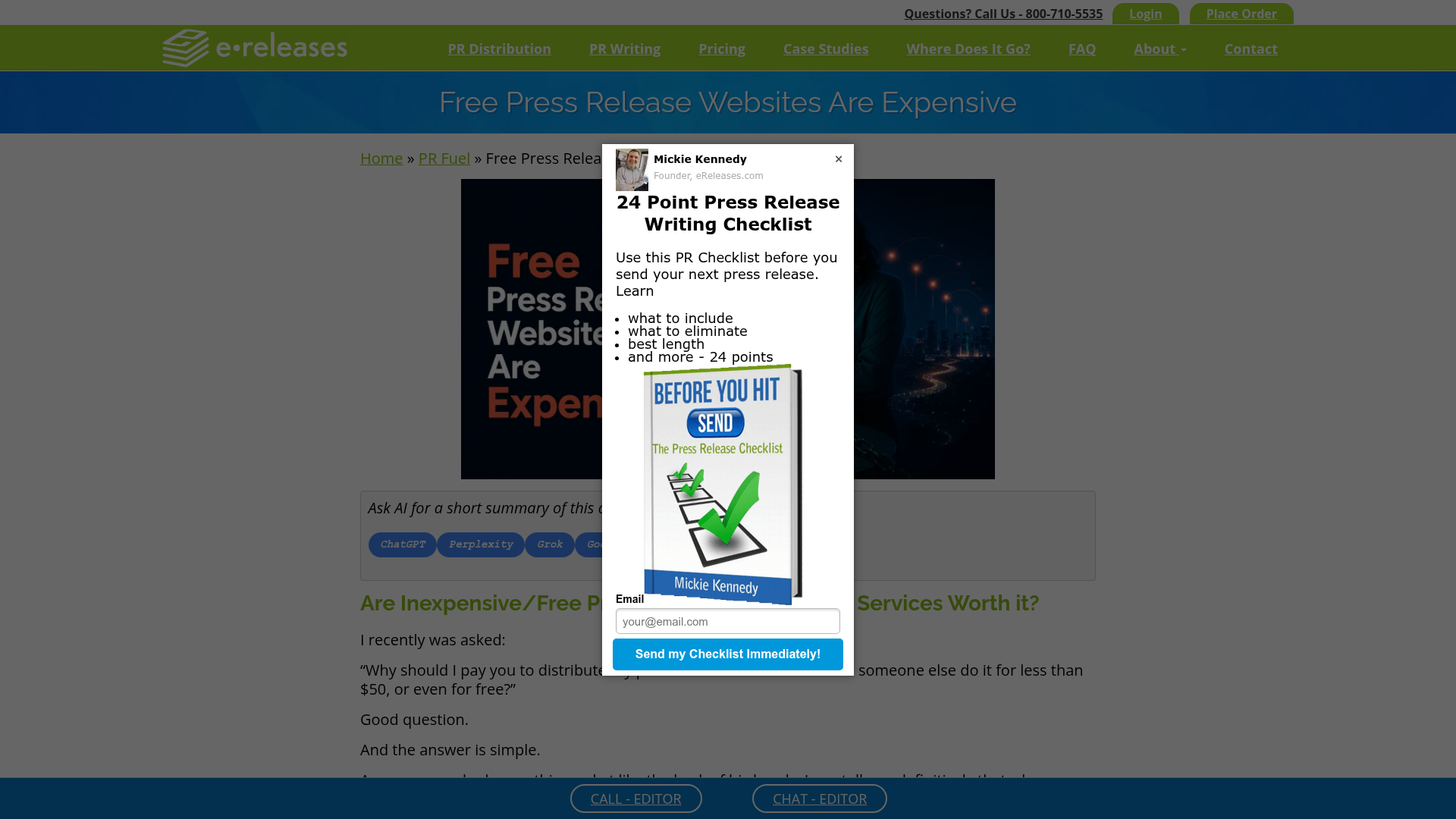 eReleases — Free Press Release Websites Are Expensive