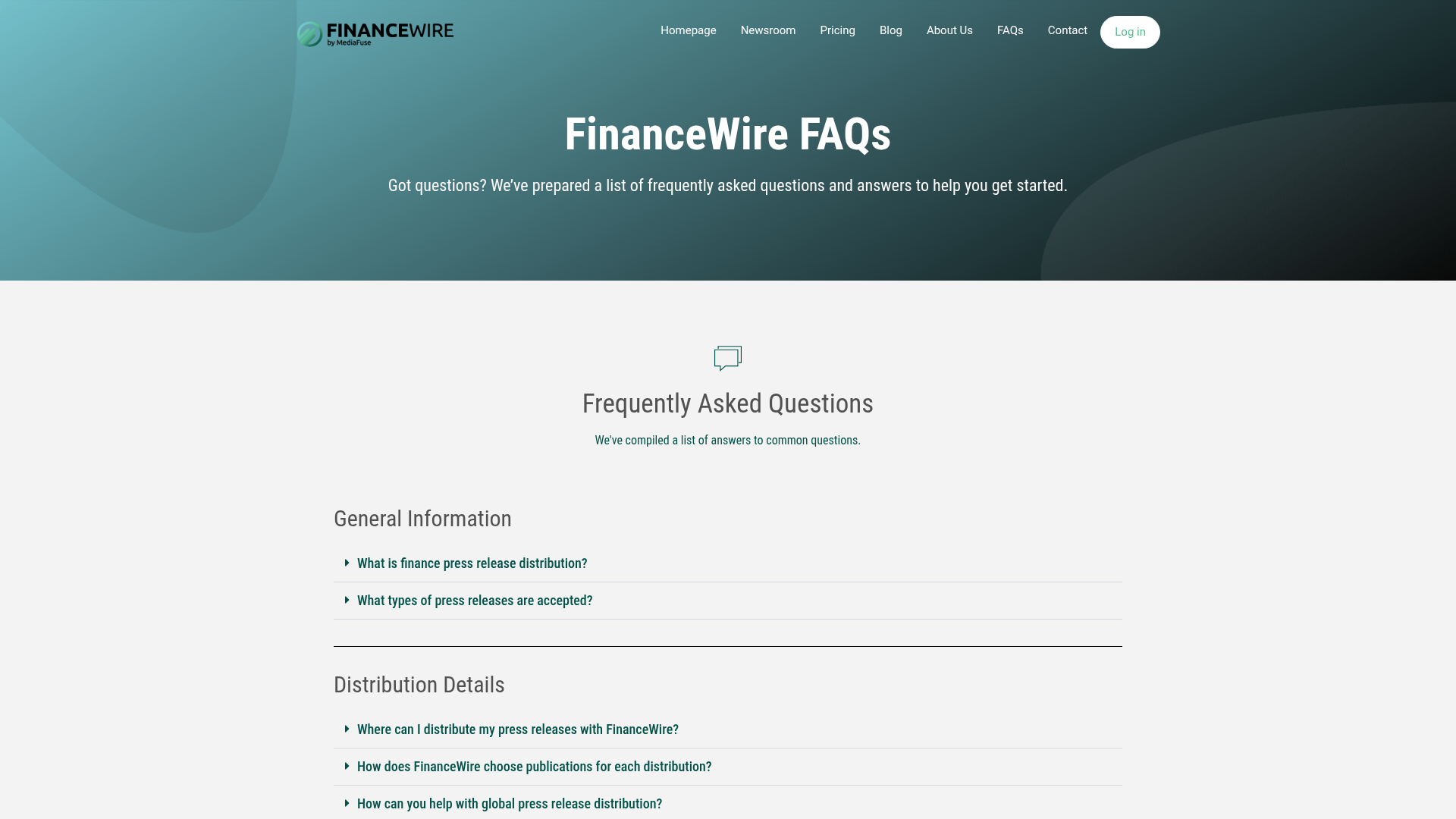 FinanceWire — Faqs