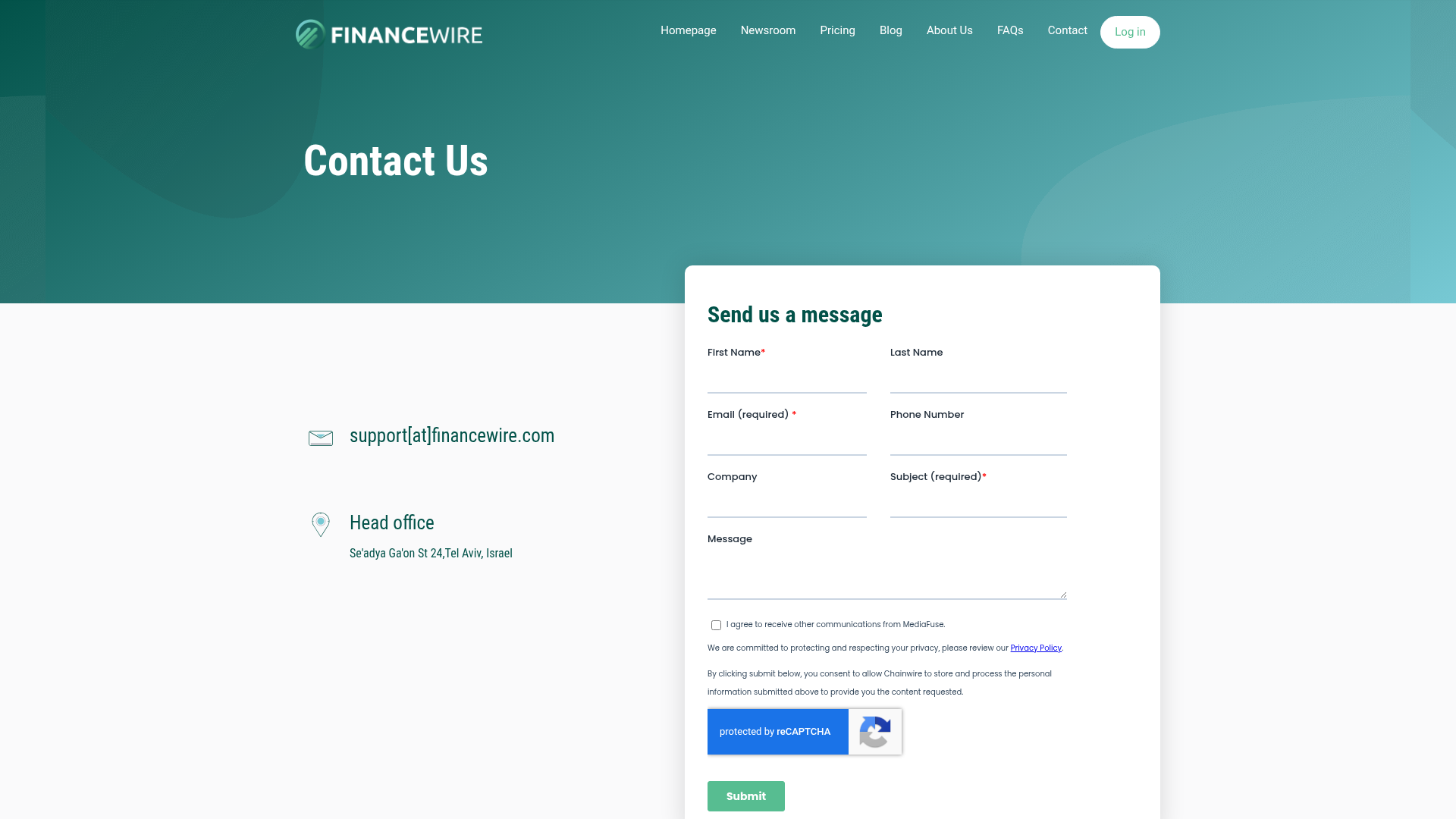 FinanceWire — Contact