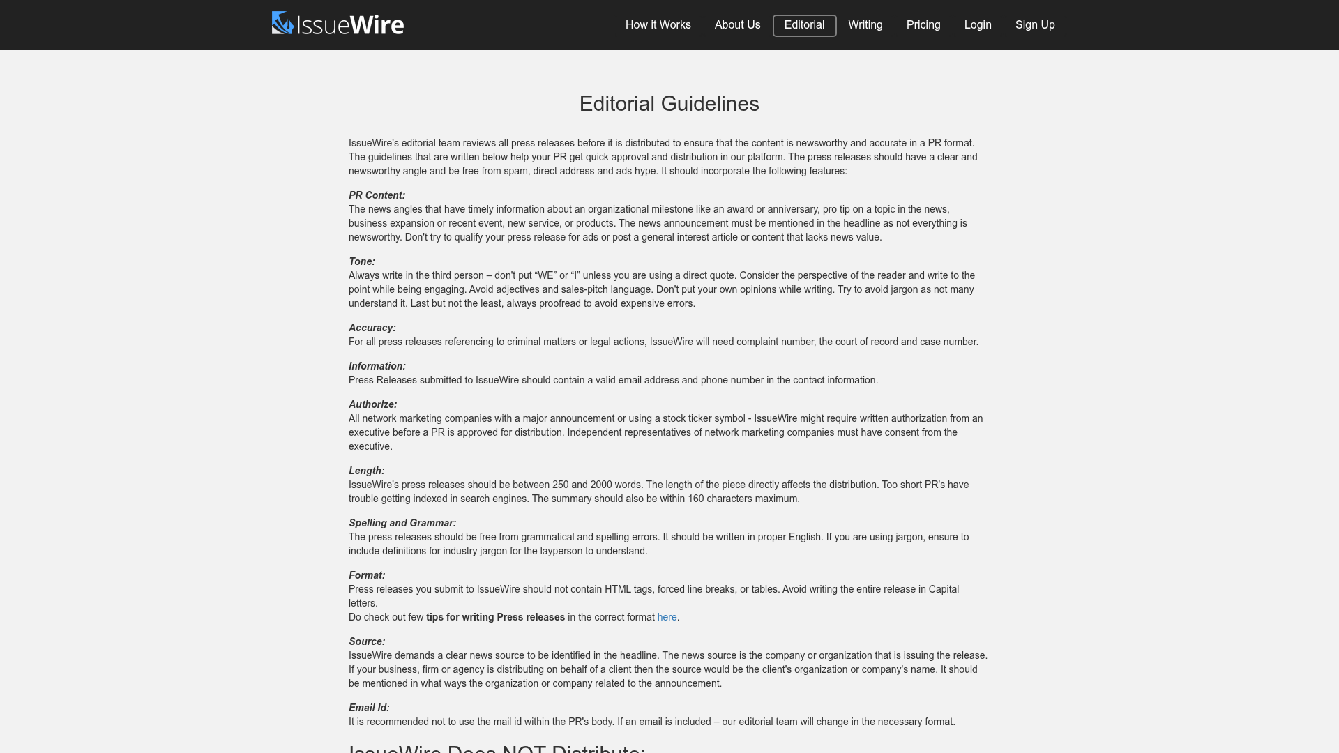 IssueWire — Editorial Guideline