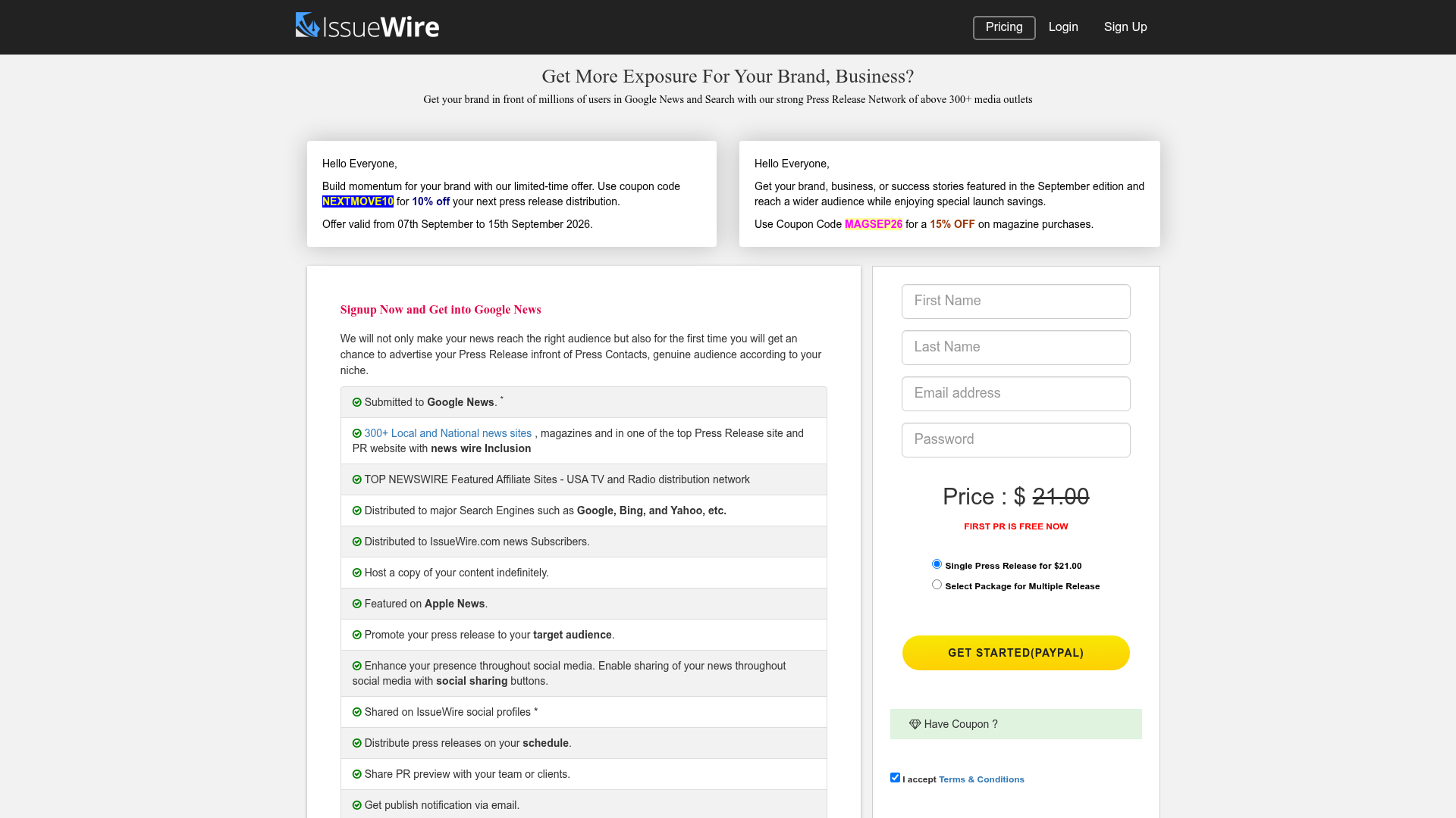 IssueWire — Pricing