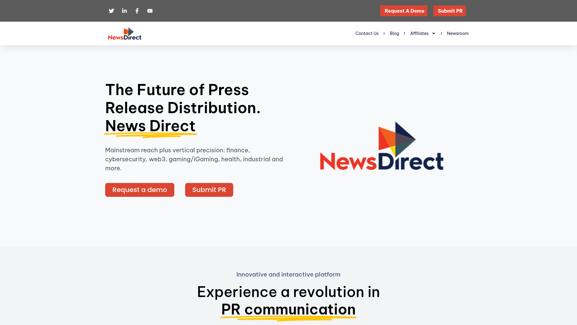 News Direct homepage