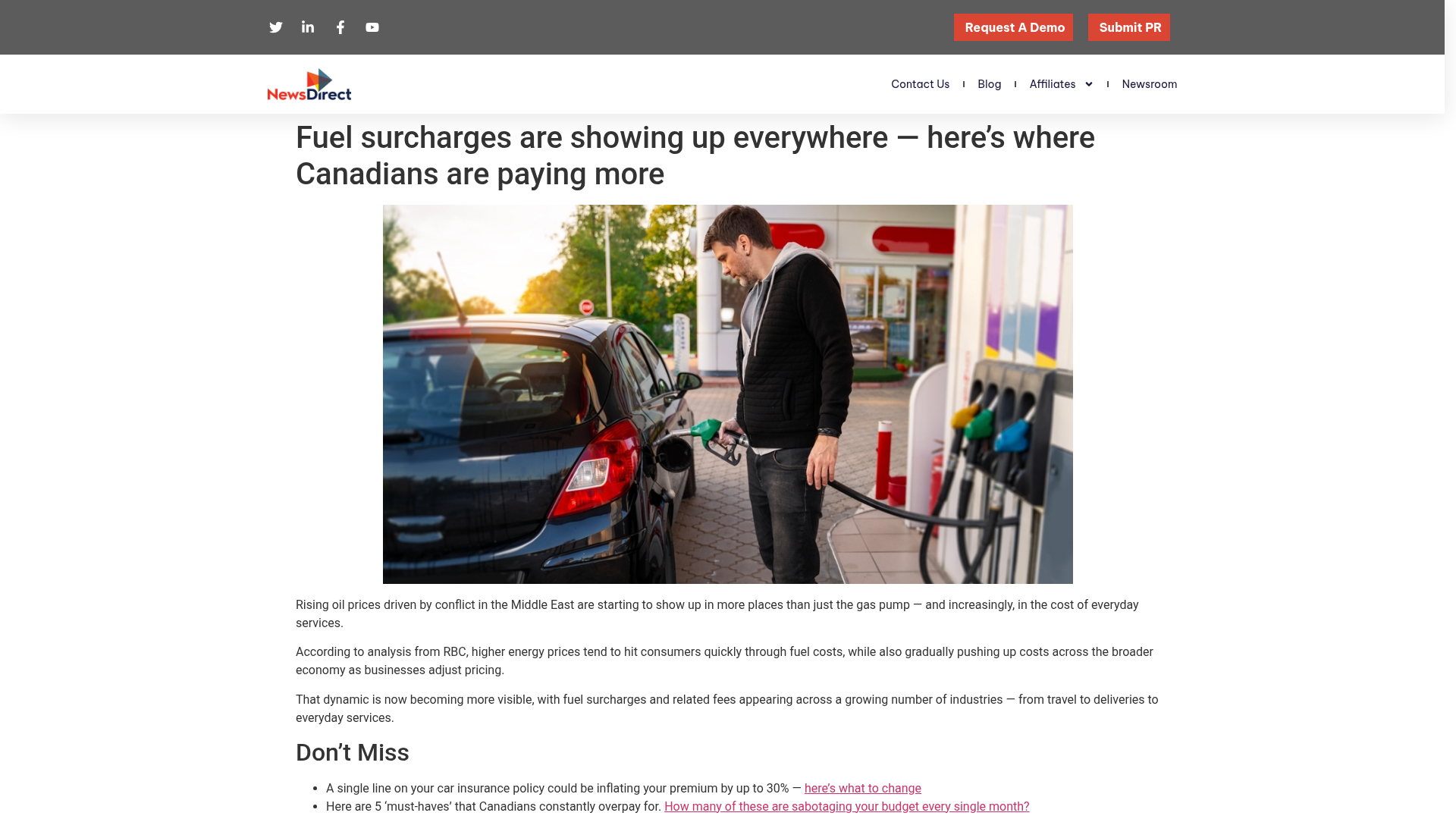 News Direct — Fuel Surcharges Are Showing Up Everywhere Heres 