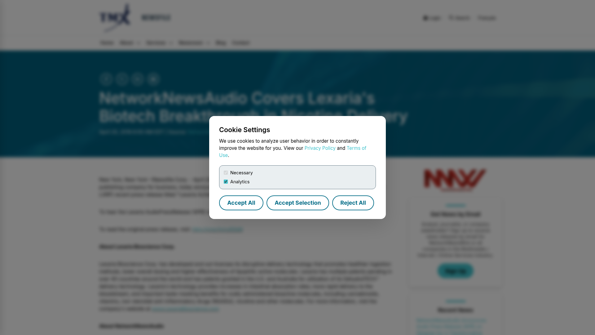 Newsfile — NetworkNewsAudio Covers Lexarias Biotech Breakth