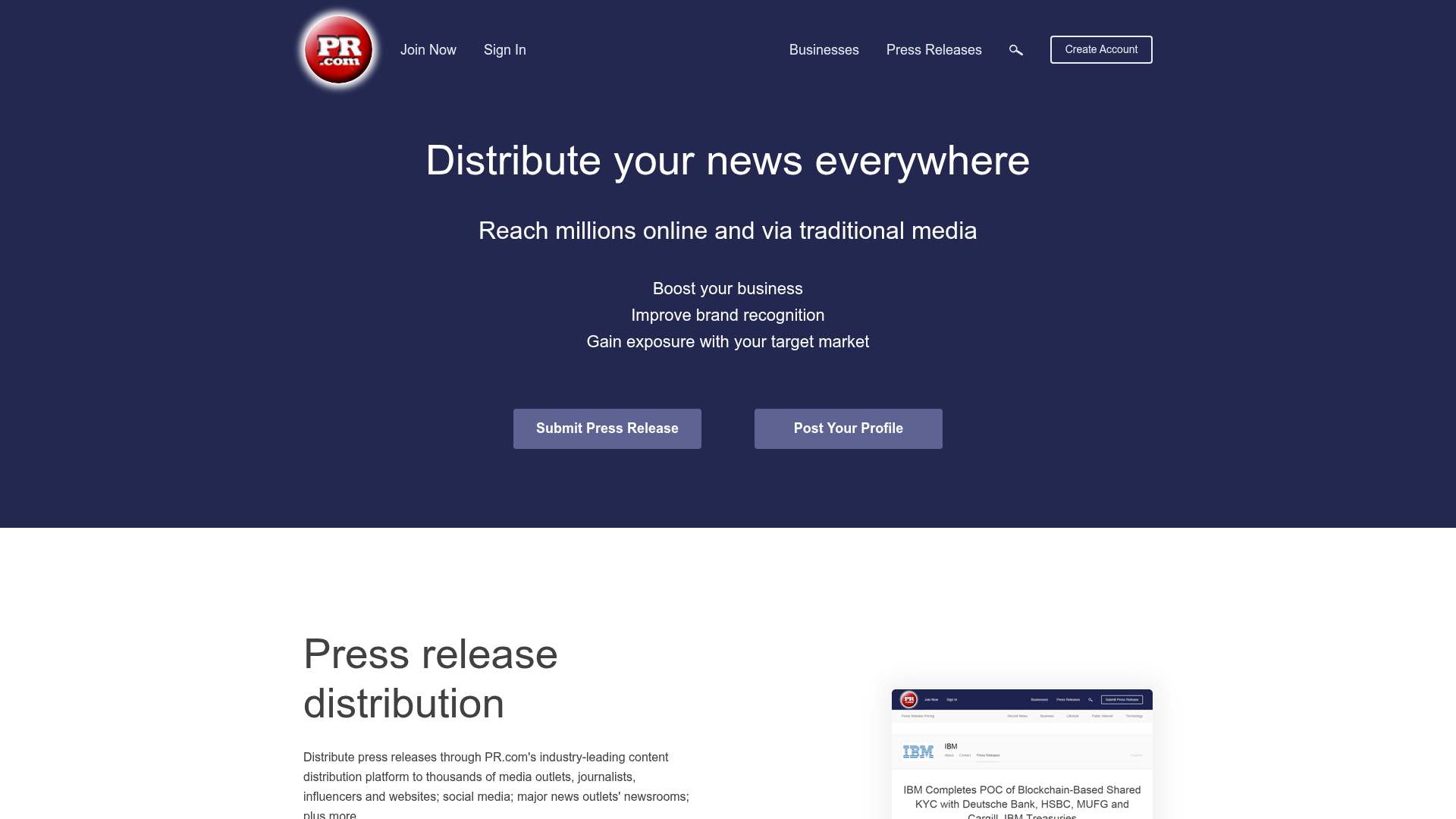 PR.com homepage