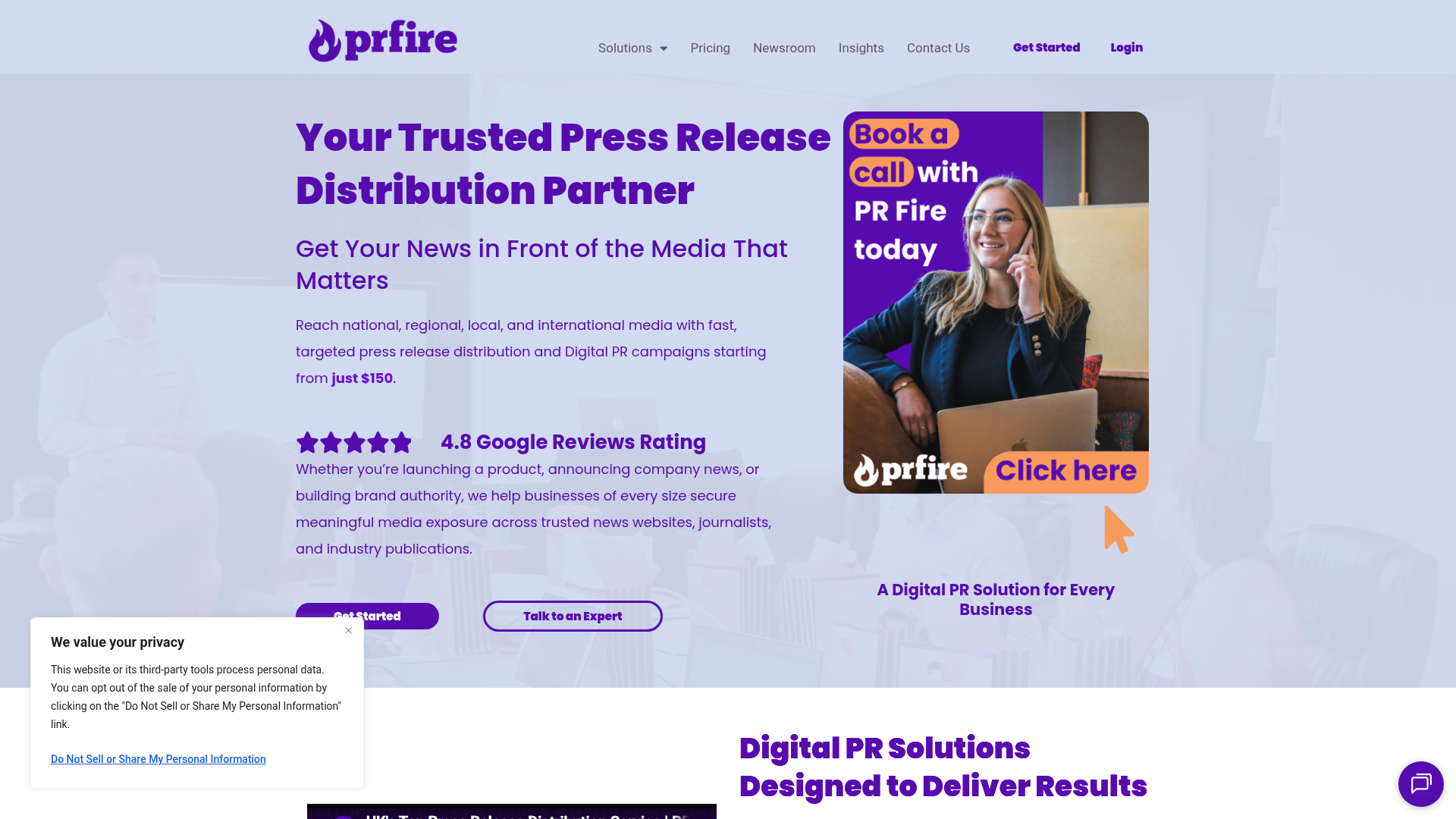 PR Fire homepage