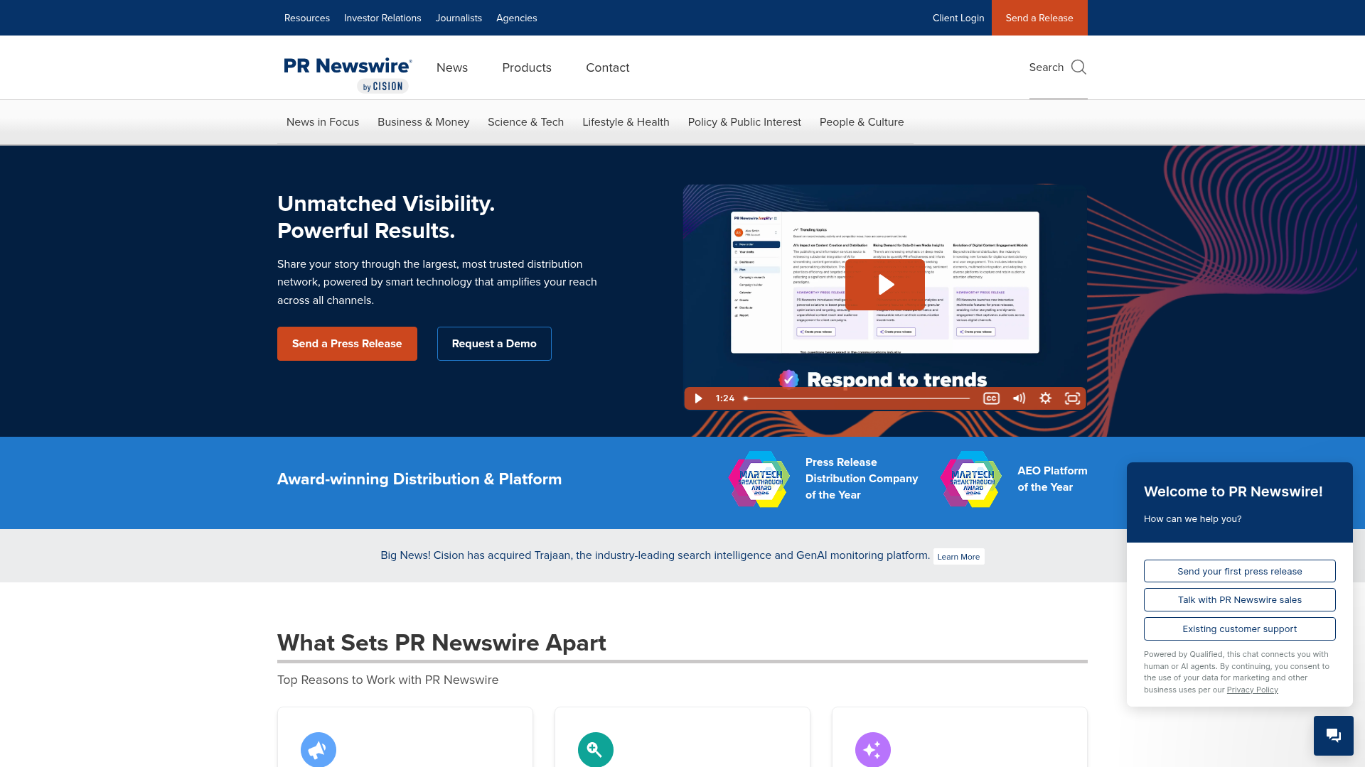 PR Newswire homepage