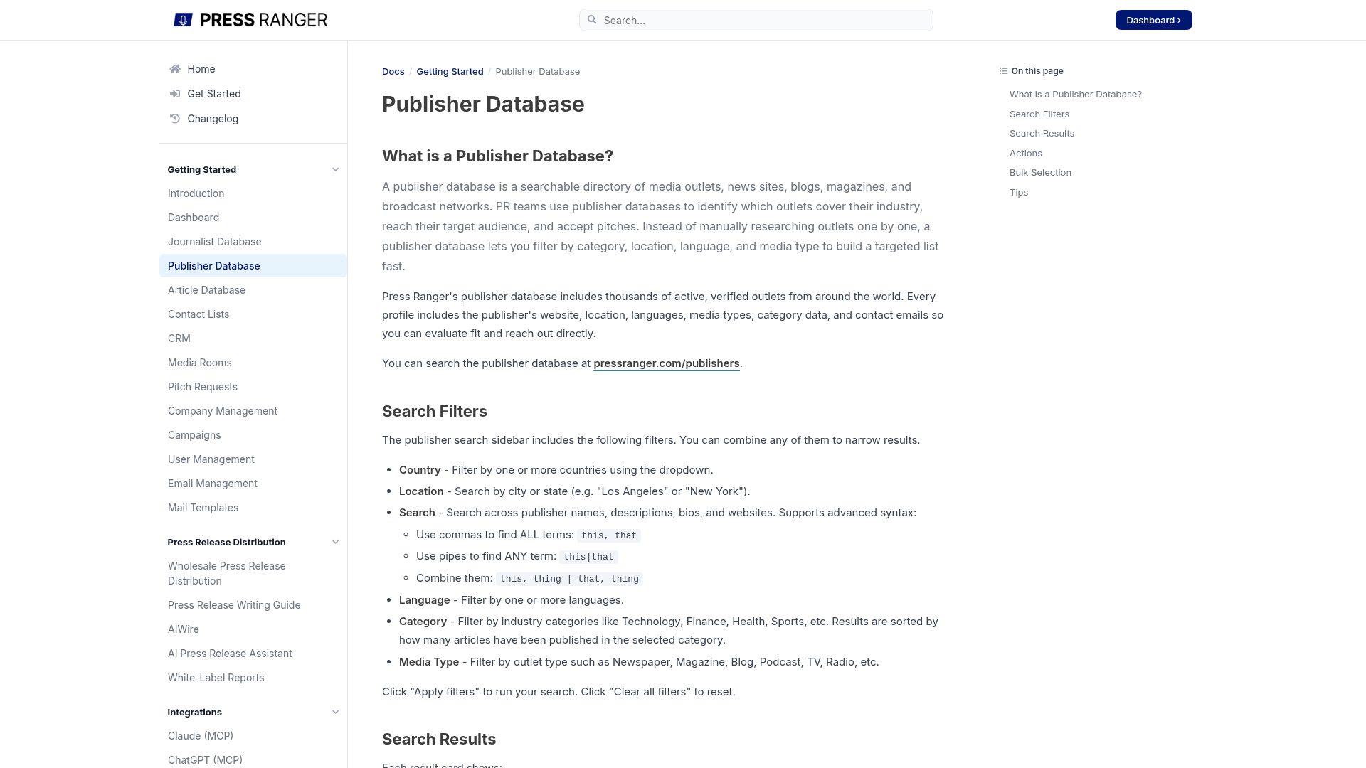 Press Ranger — Publisher Database
