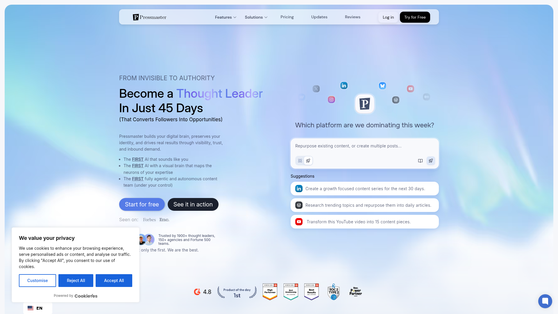 Pressmaster.ai homepage