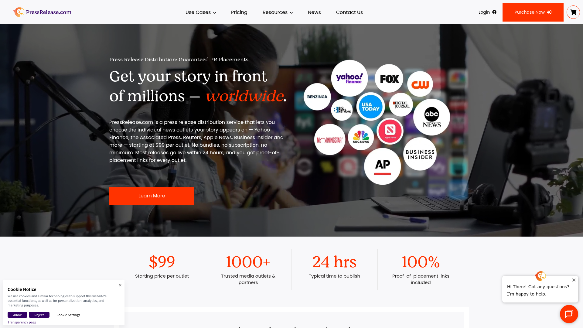 PressRelease.com homepage