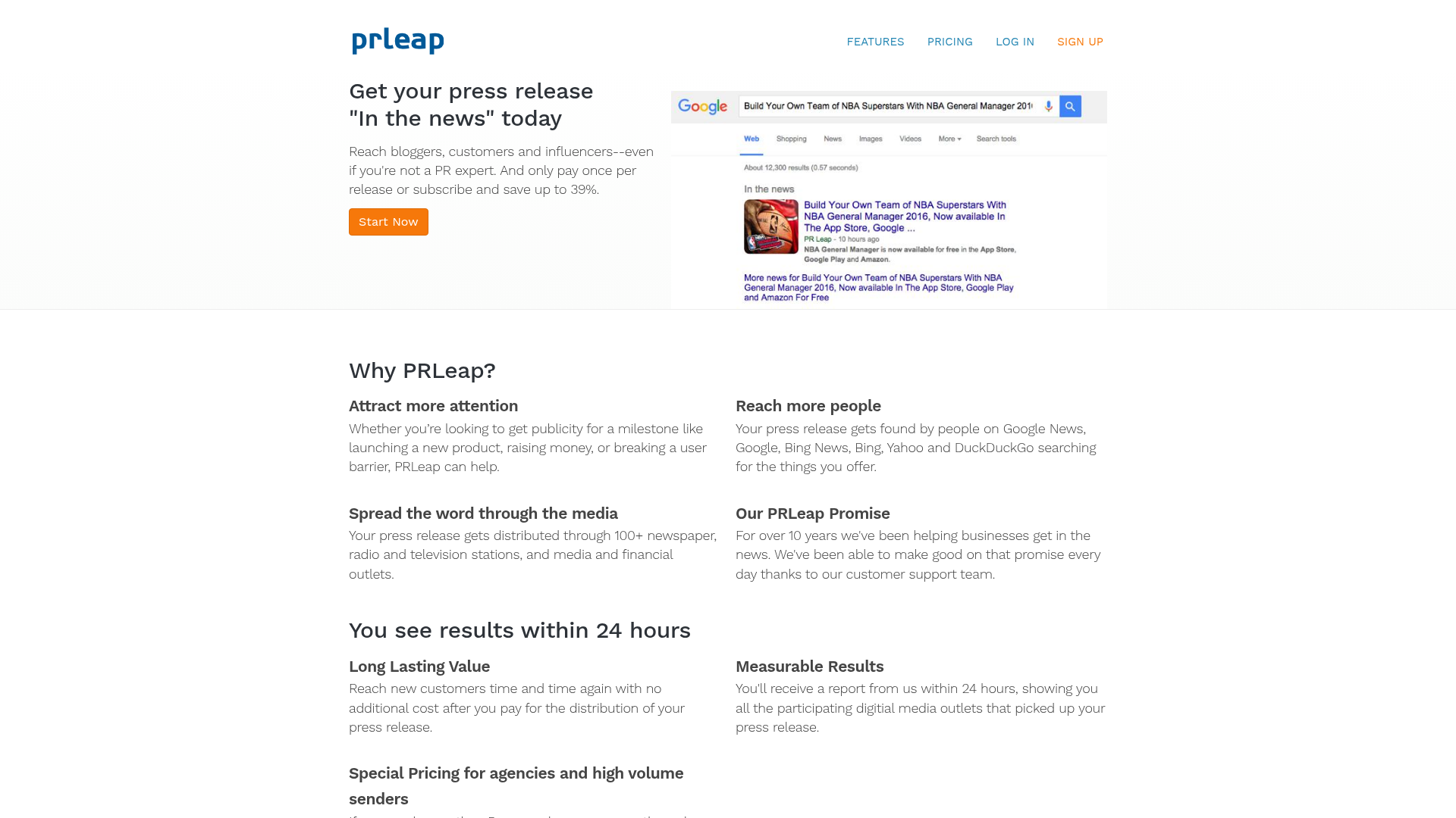 PRLeap homepage