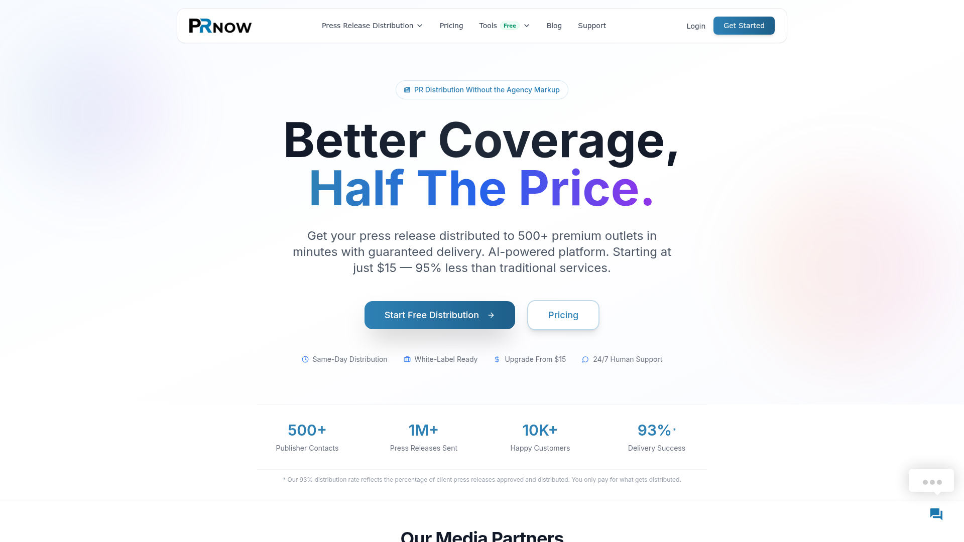 PR Now homepage