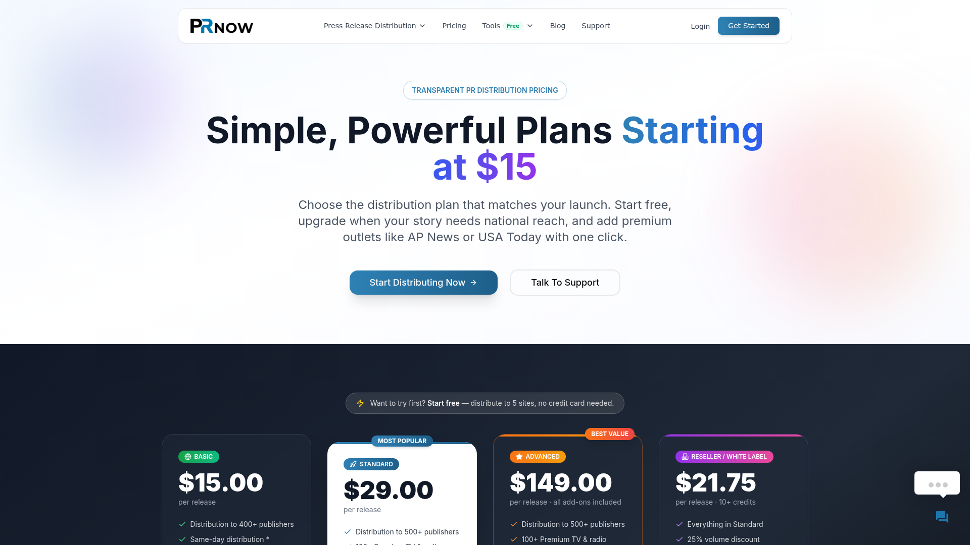 PR Now — Pricing