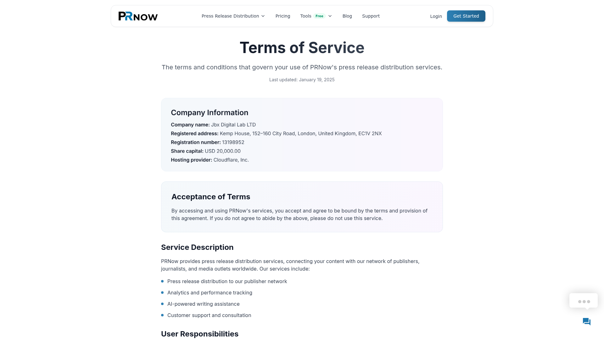 PR Now — Terms