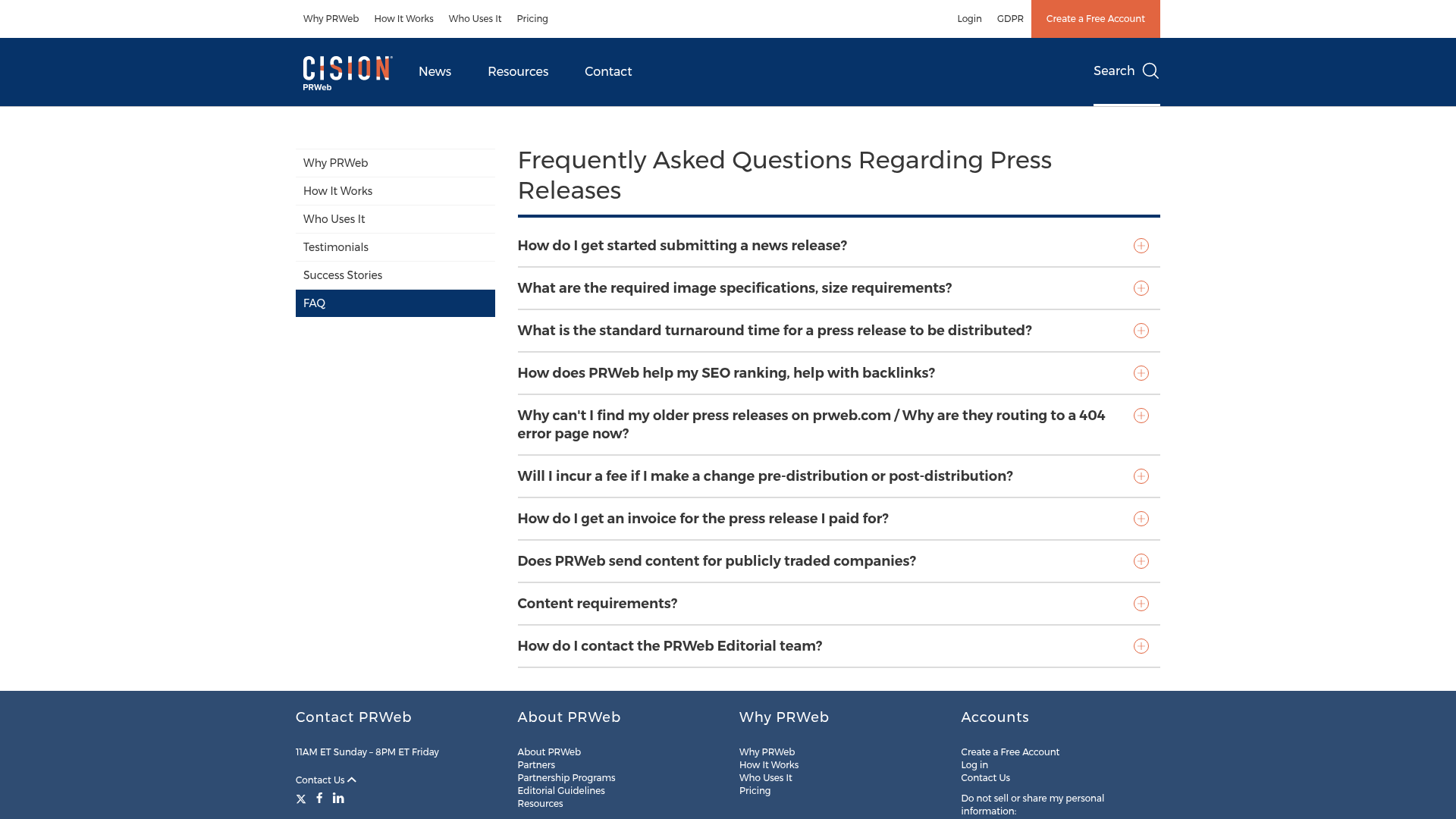 PRWeb — Faq