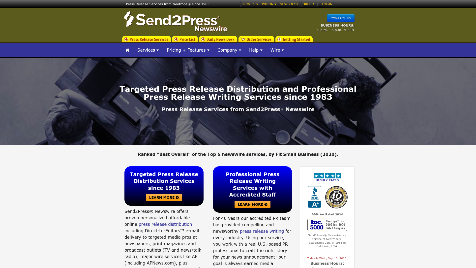 Send2Press homepage