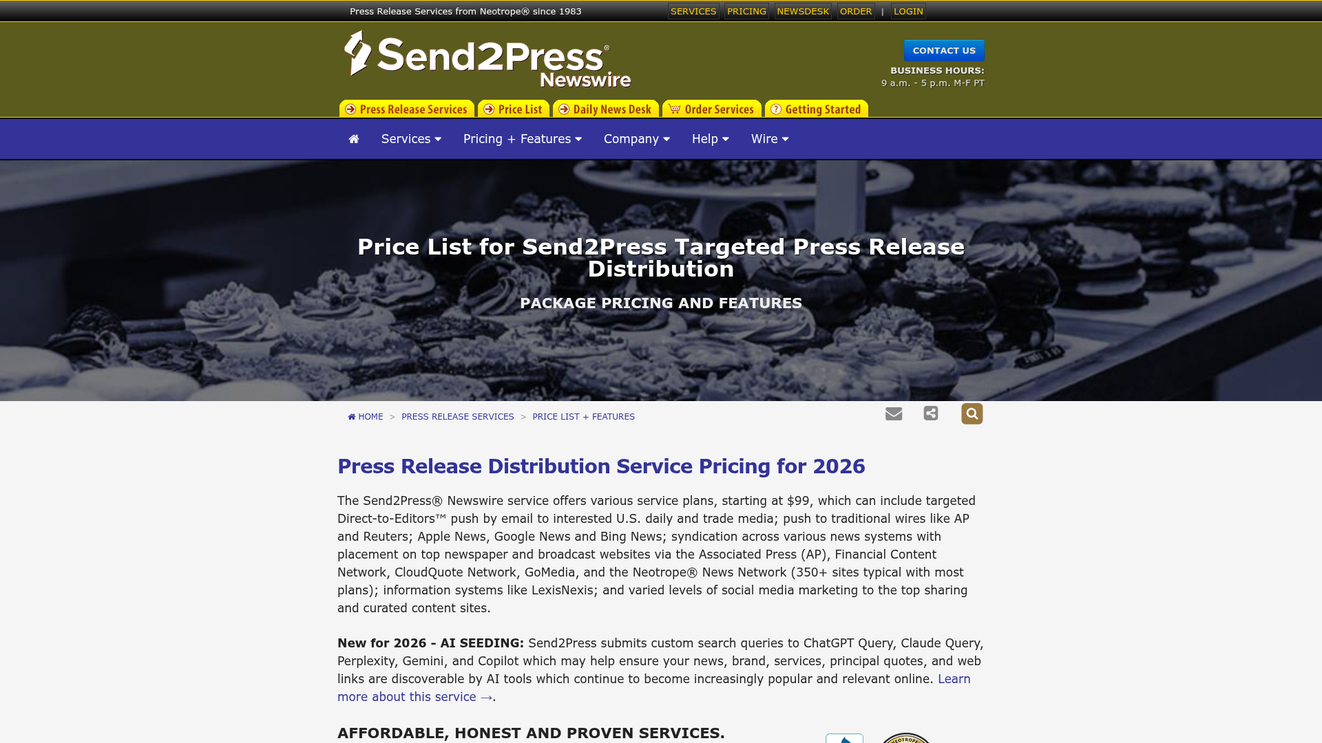 Send2Press — Price List