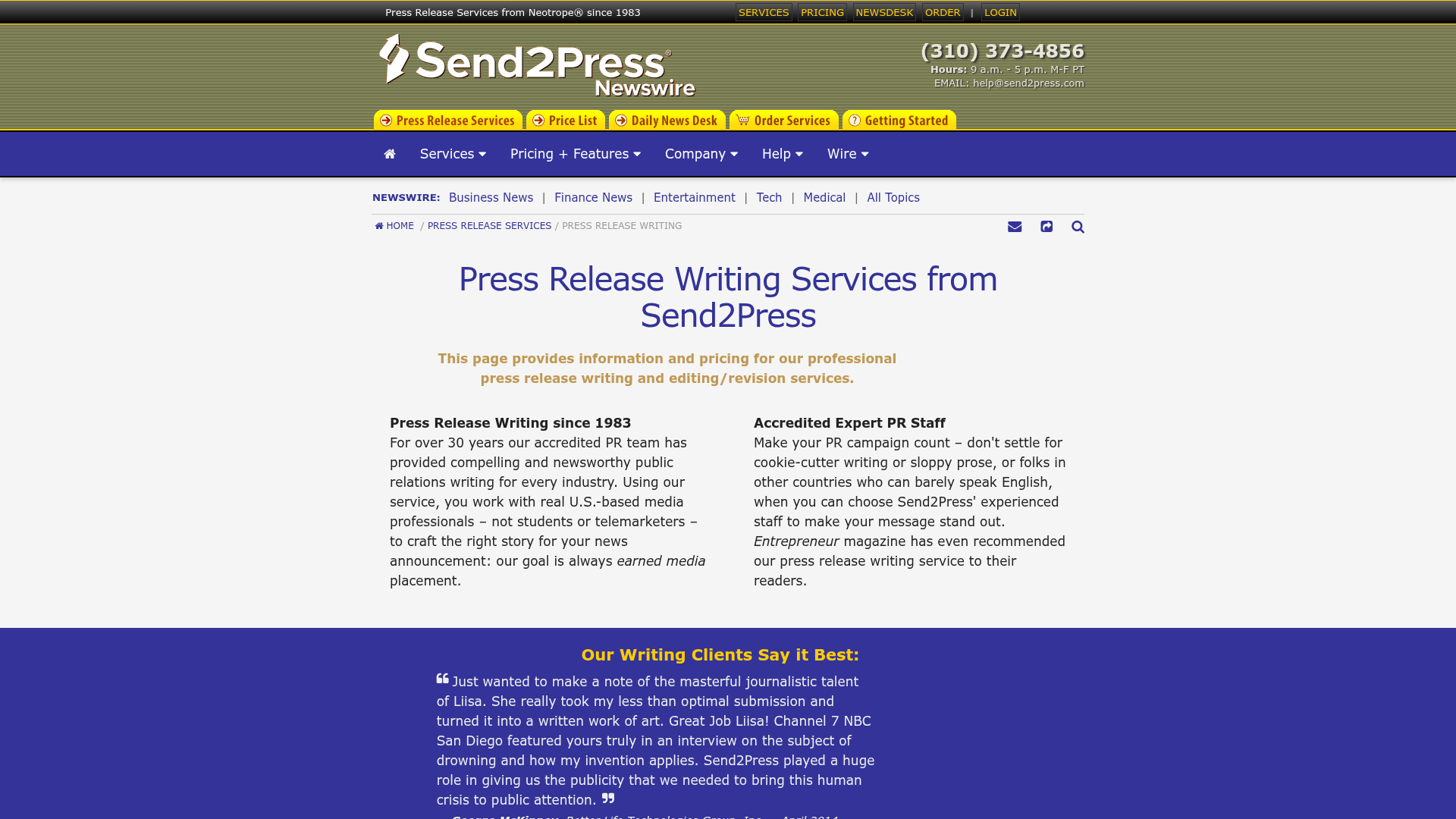 Send2Press — Press Release Writing